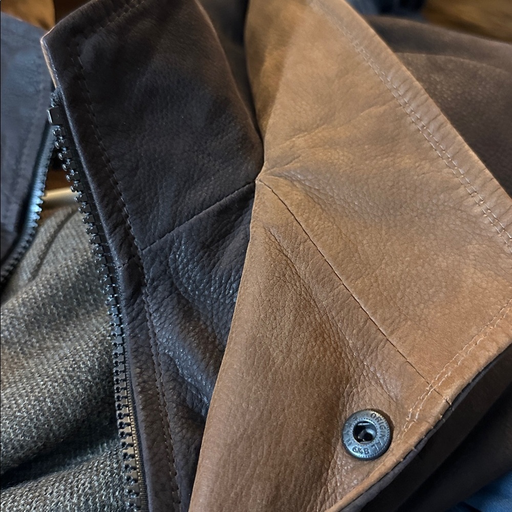 Men’s Remy Dark Brown Leather Full Zip with Snaps Jacket Size 42 - Picture 11 of 11